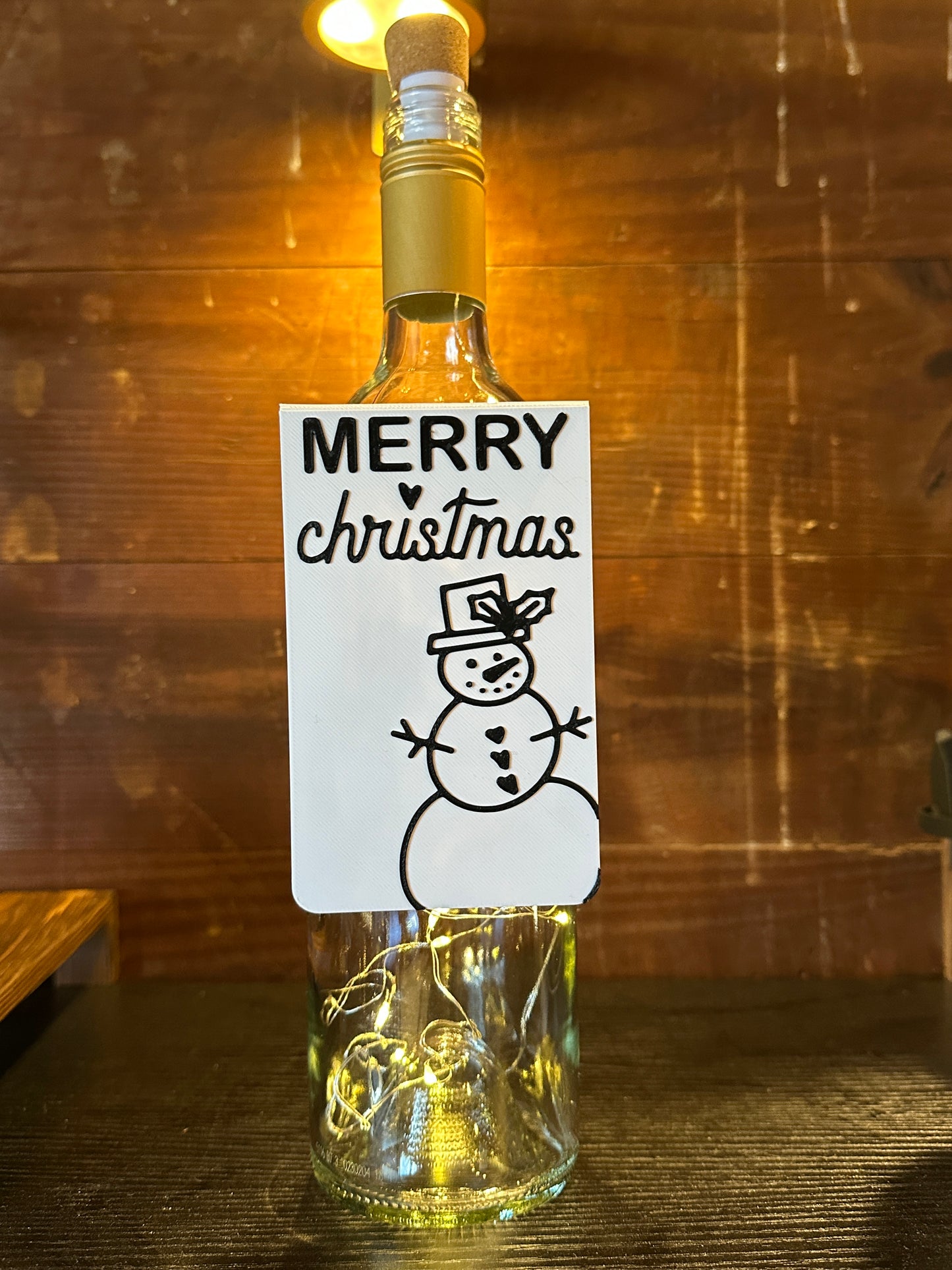 The "Merry Christmas" Snowman Wine Tag