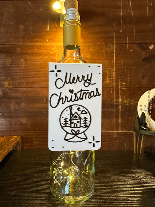 The "Merry Christmas" Snow Globe Wine Tag