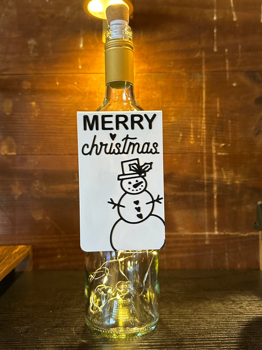 The "Merry Christmas" Snowman Wine Tag