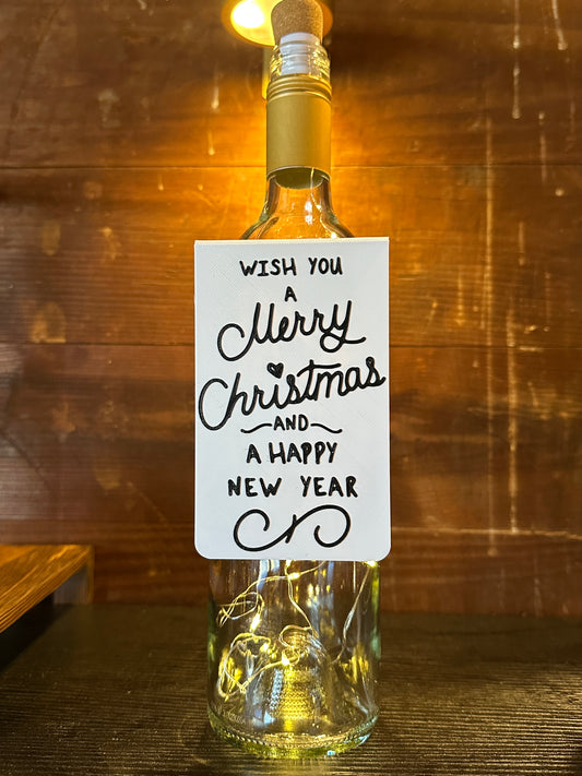 "Merry Christmas & Happy New Year" Wine Tag